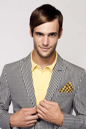 Alex Lago - model - Alex in a yellow shirt and jacket